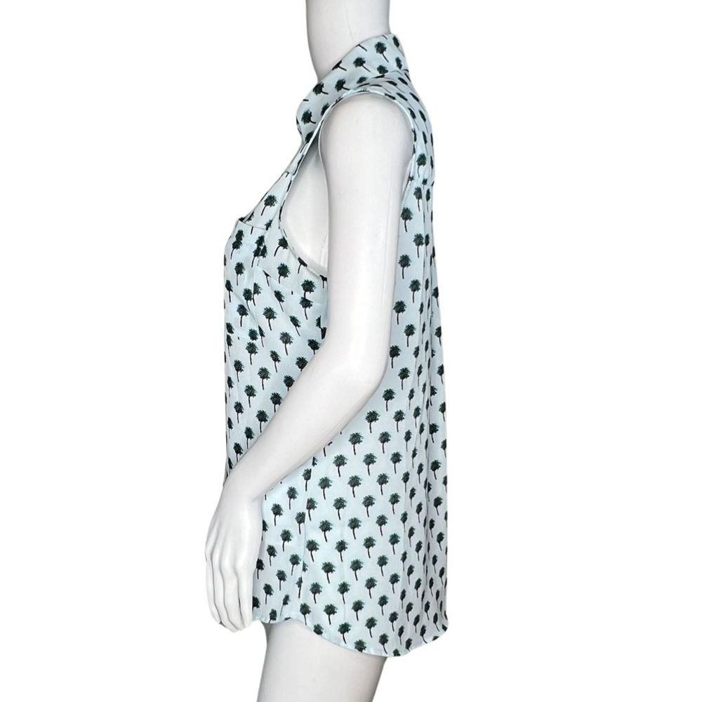Express Shirt‎ Women Small Blue Tree Print Sleeveless Button Up Casual Whimsical - Picture 3 of 8
